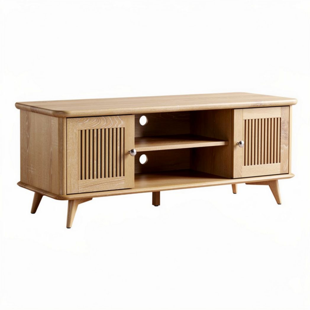 Tv-meubel van hout met twee schuifdeuren en open opbergruimte 150 x 40 x 50cm