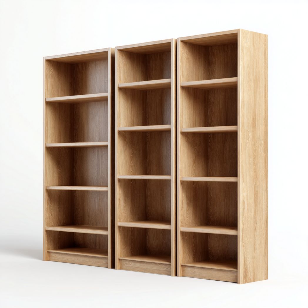 Moderne boekenplank van hout en metaal met opberglade 120 x 60 x 180cm