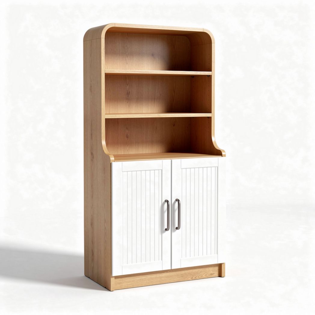 Houten boekenrek met opbergruimte 80 x 30 x 150cm in naturel en wit