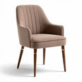 Koffiestoel van stof met houten poten in bruin 45 x 50 x 80cm