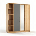 Kast van beukenhout met spiegel en vakken 120 x 50 x 180cm