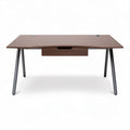 bureau van hout met lade en metalen poten 120 x 60 x 75cm bruin