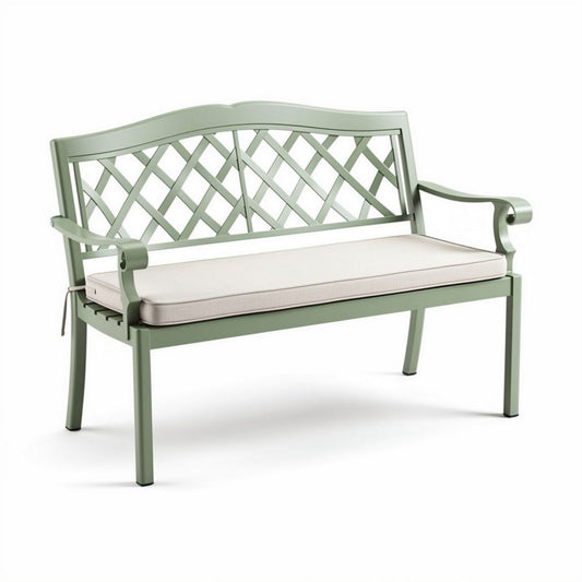 Tuinbank van gepoedercoat aluminium met kussen lichtgroen 120 x 62 x 85cm