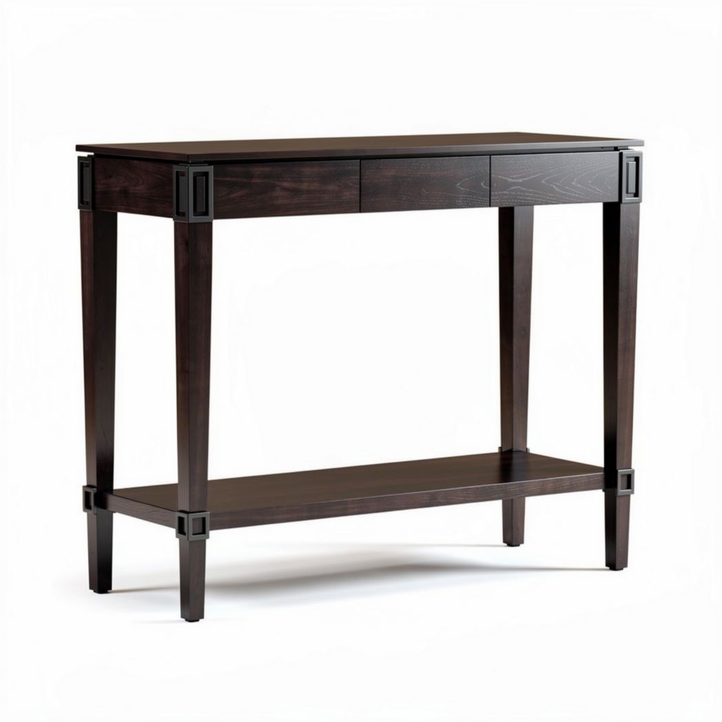 Houten console tafel met lade en open plank 120 x 40 x 80 cm donkerbruin