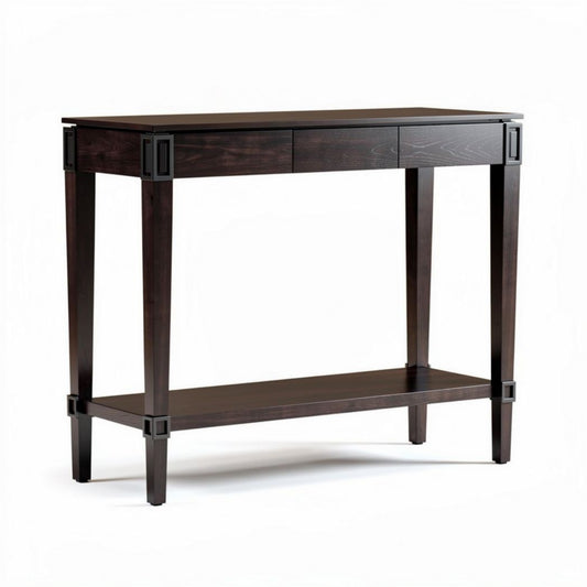 Houten console tafel met lade en open plank 120 x 40 x 80 cm donkerbruin